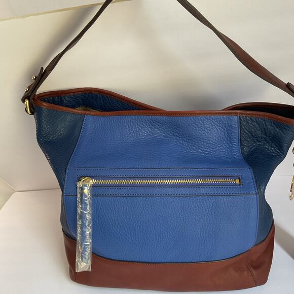 Isaac Mizrahi Blue and Brown Tote Bag - Picture 5 of 16